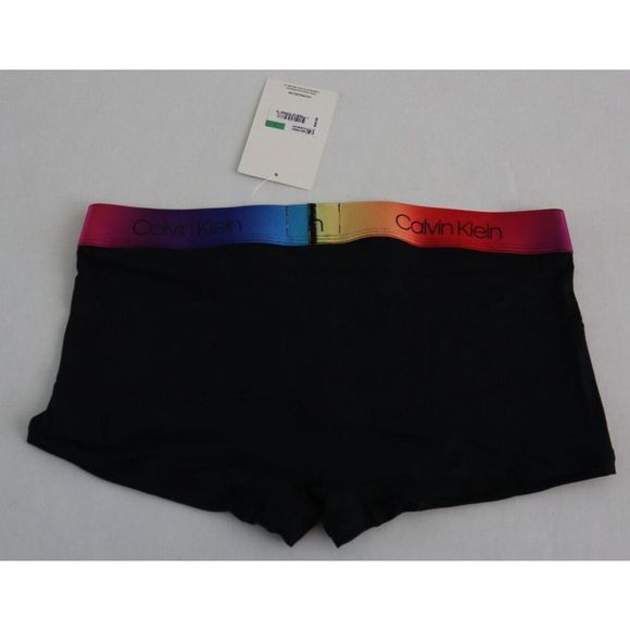 Calvin Klein NB2709-001 Men's Sz L Black Pride Band Low Rise Microfiber Trunks - Picture 2 of 4